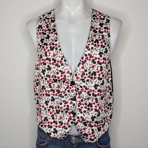 Vintage Mickey & Co Disney Mickey Mouse Red Black White Satin Vest M/L